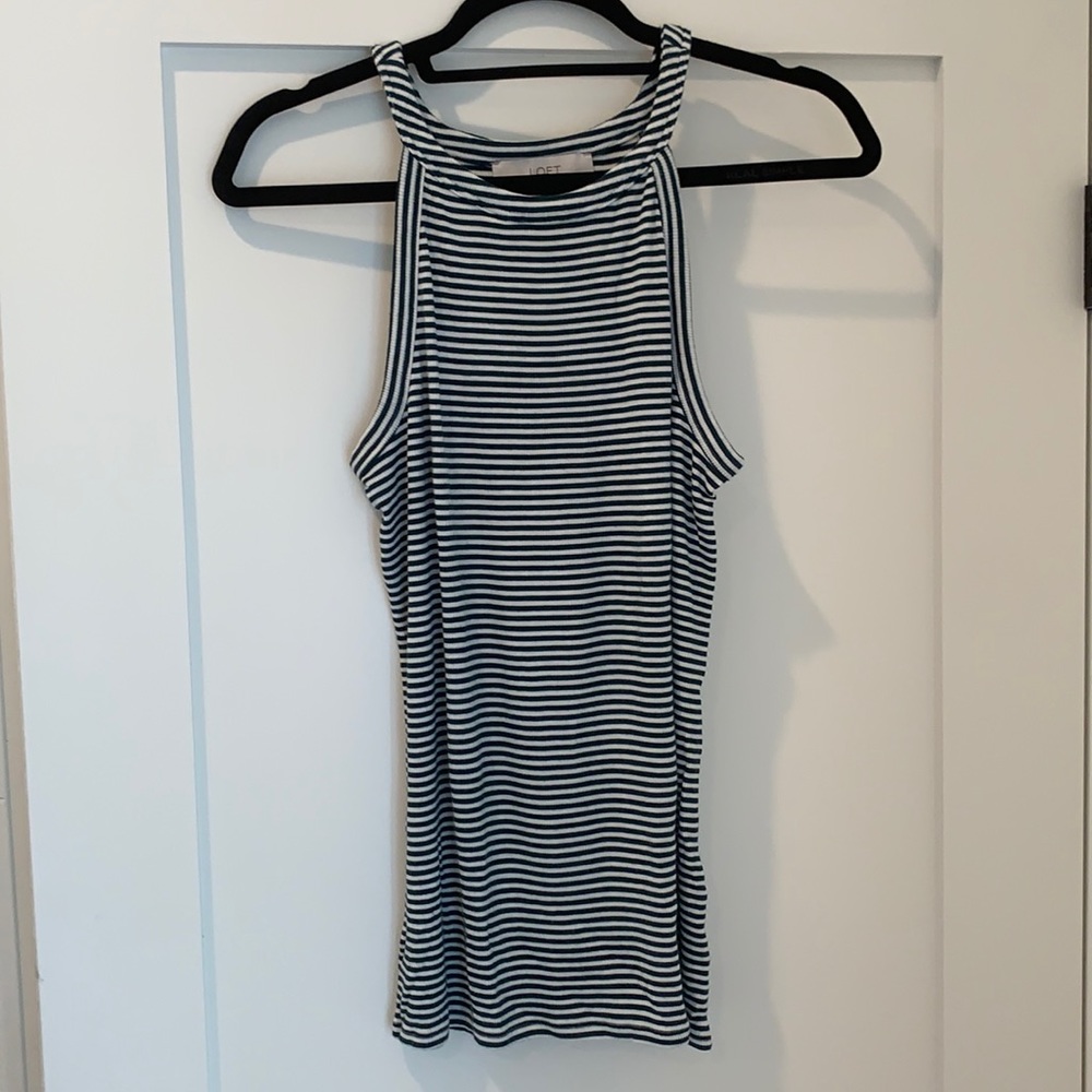 Loft emerald & white ribbed tank